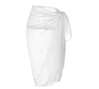 CHIC DIARY Women Chiffon Pareo Beach Wrap Sarong Swimsuit Scarf Cover Up for Holiday (White)