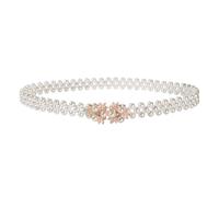 CHIC DIARY Women Pearl Belt White Beaded Elastic Pearl Waist Belt Bridesmaid Wedding Waistband for Dress(style7)