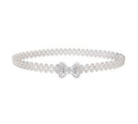 CHIC DIARY Women Pearl Waist Belt Elastic White Pearl Bridal Belt with Rhinestone Bow Waistband for Wedding Dress（style10）