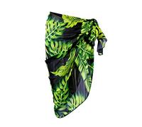 CHIC DIARY Women Sarong Beach Cover Up Summer Beachwear Skirts Holiday Chiffon Swimsuit Wrap Scarf (Green Leave)
