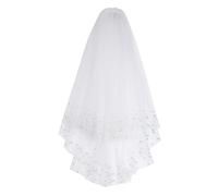 CHIC DIARY Women Wedding Veil Bridal Lace Short Veils Women 2-Tier Tulle Veil with Comb for Bachelorette Party