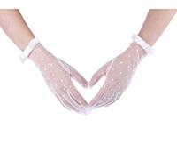 CHIC DIARY Women's Lace Gloves - White, One size, Vintage Elegant Style with Bow for Wedding, Special Occasions