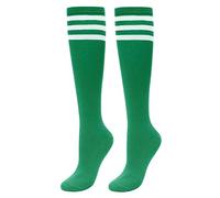 CHIC DIARY Women's Stripes Knee High Tube Socks Thigh Tights Casual High Stockings (Green)