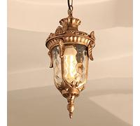 Chic European Outdoor Chaner Pendant Light - Metal Craft Design, E27 Bulb Holder, Waterproof Glass, Ideal for Balcony, Corridor, Courtyard