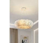 Chic Feather 6-Light Chandelier Pendant Light Living and Home White One Size