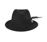 Chic Feather Felt Fedora Hat Men Women Vintage Short Brim Jazz Cap Dance Party Raves Night Club Dinner Halloween Wedding Bowler Trilby Cap Holiday Travel Beach Panama Hat Headwear Headgear