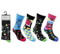Chic Femme Ladies 4 Pair Pack Funny Novelty Jolly Dress Socks, Women's Casual Colorful Combed Cotton Socks, UK Size 4-8 (UK, Numeric, 4, 8, Regular, Regular, Cocktails)