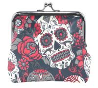 Chic Floral Sugar Skulls Black Leather Wallet for Women Girls with Buckle and Kiss Closure, Chic Floral Sugar Skulls Black, UNITALLA, Classic, Chic Floral Sugar Skulls Black, UNITALLA, Chic Floral