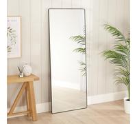Chic Full Length Floor Standing Leaner Mirror 190cm x 75cm | Black Metal Frame | Vertical or Horizontal Wall Mountable | Safety Glass | Extra Large Rectangular | Modern | Hallway, Bedroom, Living Room