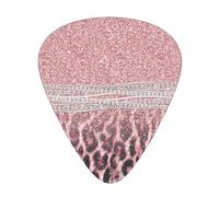 Chic Girly Pink Leopard Animal Print Glitter,12 Pcs Guitar Pick,3 Different Thickness Plectrums for Acoustic Guitar Bass Ukulele (0.46mm 0.96mm 0.71mm)