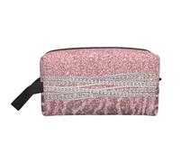Chic Girly Pink Leopard Animal Print GlitterLarge Capacity Cosmetic Organizer，Travel Makeup Bag for Women