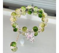 Chic Glass Bead Bracelet with Unique Modular Design for Personalized Style and Comfort (Green butterflies)