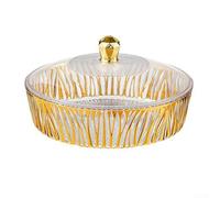 Chic Gold Edged Fruit Plate with Lid, Perfect for Fruit Storage and Serving Snacks Elegantly