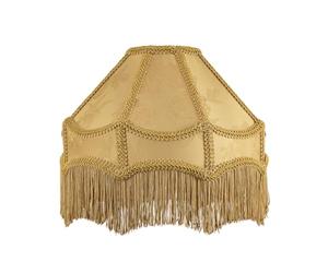 Chic Gold Faux Silk Victorian Lamp Shade with Textured Floral Decor and Long Hanging Tassels| 30cm x 19cm | for Pendant, Floor or Table Lamp by Happy Homewares