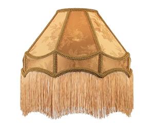 Chic Gold Faux Silk Victorian Lamp Shade with Textured Floral Decor and Long Hanging Tassels| 40cm x 26cm | for Pendant, Floor or Table Lamp by Happy Homewares