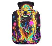 Chic Golden Retriever Glowing Cute hot Water Bottle with Soft Cover, 1L Water Bag for Sore Muscle, Tummy Warmer, Bolsa para agua Caliente