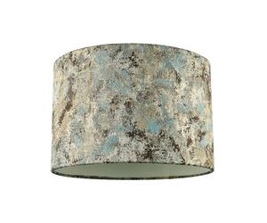 Chic Graphic Designer Jacquard Round Drum Lamp Shade in Teal Cream and Taupe Colours | 30cm x 20cm | Pale Cream Inner Lining by Happy Homewares
