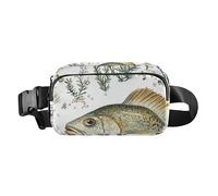 Chic Green Fish Stylish Fanny Waist Pack for Women Men Teenagers Water Resistant Sling Bag Travel Accessory with Adjustable Strap for Cycling Hiking Gym, Chic Green Fish, One Size