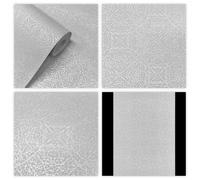 Chic Grey & Silver Wallpaper - Contemporary Shimmering Geometric Effect