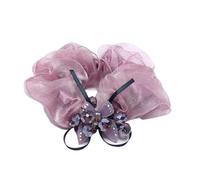 Chic Hair Accessories Delicate Butterfly Crystal Tie Shiny Rhinestones Scrunchie Rhinestone Chiffon(Pink)