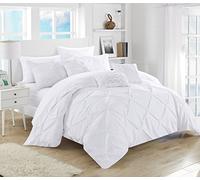 Chic Home Pinch, Ruffled and Pleated Complete Bed in a Bag Comforter Sheets Set and Deocrative Pillows Included, Microfiber, White, King