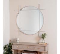 Chic Interiors Large Round Silver Wall Mirror With Square Frame 97Cm X 97Cm