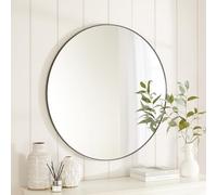 Chic Large Round Wall Mirror | Diameter 100cm | Black Metal Frame | Mirrored Safety Glass | Modern Circle Contemporary Design | Make Up Dressing | Hallway, Bedroom, Living, Dining Room