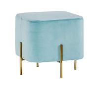 Chic Light Blue Velvet Ottoman Stool Square Upholstered Footrest Stylish Extra Seating for Living Room & Bedroom 45x43cm (18x17in) Design & Comfort