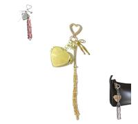 Chic Lip Gloss Holder Keychain with Mirror, 2-in-1 Lipstick Holders, Small Bling Crystal Storage Bag Key Chain, DIY Cosmetic Bag Charms, Cute Portable Lip Balm Metal Mesh Bag for Women