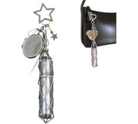 Chic Lip Gloss Holder with Mirror, 2 in 1 Lipstick Holders Keychain, Star & Heart Chic Lip Gloss Holder with Mirror(1PCS B)