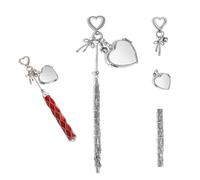 Chic Lip Gloss Holder with Mirror,2 in 1 Stainless Steel Lipstick Holder, Bling Crystal Lipsticks Storage Bag Key Chain, Key Chain Lip Gloss (Love, Love Mirror)