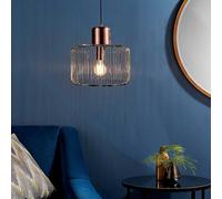 Endon 68986 Nicola Modern Contemporary Decorative Copper Dimmable Pendant Light Wood, Metal IP20 220-240V