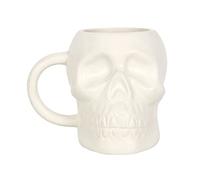 Chic Matte White Skull Mug - 14cm x 16.3cm (1 Pc.) - Features Large Rounded Handle & Skull Shaped, 500ml Capacity - Perfect Halloween Gathering Accessory or Addition to a Skull-Themed Collection