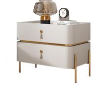 Chic Modern Bedside Table with Metal Legs & 2 Drawers | Stylish Nightstand for Bedroom & Living Room Decor | 40x40x50cm Elegant Side Table
