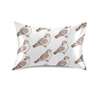 Chic Mourning Dove Birds White Euro sham Covers Satin Pillow case Washed Cotton Pillow case Pillowcase Envelope Closure Standard Pillow Protector 20x26 inches
