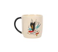 Chic Multicolor Ceramic Freedom Tattoo Sparrow Mug - 9.4cm x 8.6cm x (1 Pc.) - High Quality Ceramic Material - Perfect for Everyday Use