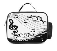 Chic Music Piano Keyboard Note Lunch Tote Bag for Men Women Portable Durable Insulated Lunch Box Container