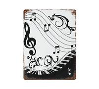Chic Music Piano Keyboard Note Metal Tin Sign Vintage Wall Art Hanging Iron Painting Plaque For Home Kitchen Garden Decor 15.7"x11.8"