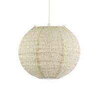 Modern Chic Natural Linen Fabric Oatmeal Spherical Ceiling Pendant Lighting Shade | 25cm Diameter | Unique Textured Effect by Happy Homewares