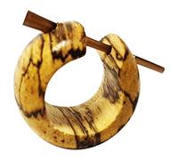 Chic-Net Women's and Men's Pin Creole Earrings Made of Wood and Horn in Various Woods, Wood