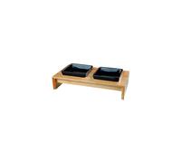Chic New Stylish Trixie Twin Bowl Set, Ceramic/wood Eat On Feet For Dogs And - - bowl dog ceramic set cat sizes trixie wood