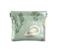 Chic Oyster Green Women's Leather Coin Purse Wallet Portable Makeup Bag Change Purse for Women Girls, Chic Oyster Green, 4.33"(L) x 3.74"(W) x 0.39"(H), Classic