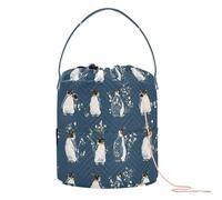 Chic Penguin Blue Yarn Bag Yarn Holder Crocheting with Holes Craft Bag for Crochet Hook Knitting Crochet