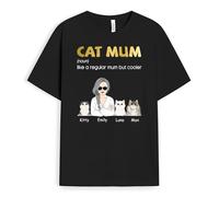 Chic Personalised Cat Mum & Dad T-Shirt - Gifts for Parents & Grandparents for Mother's Day, Father's Day, Christmas, Birthday (3 Cats, Black)
