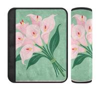 Chic Pink Calla Lily Minimalist Style Shoulder Strap,Stop seat Belt Cutting into Neck,seat Belt Covers for Women for Truck Auto Van Protector para cinturón de carro 2 Pack