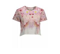 Chic Pink Embroidered Cotton T-Shirt, female, Desigual, T-Shirts, Multicolor, L, Tops L