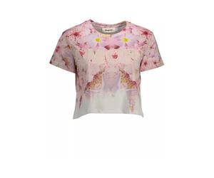 Chic Pink Embroidered Cotton T-Shirt, female, Desigual, T-Shirts, Multicolor, L, Tops L