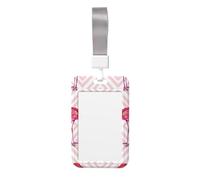 Chic Pink Flamingo Pineapple Print Id Badge Holder Sliding Card Holder Vertical Card Protector Cover Case Teacher Lanyard for Office Women Men