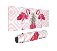 Chic Pink Flamingo Pineapple Print Large Mouse Pad Non-Slip Desk Pad Protector Computer Keyboard Pad for Office Home 80 * 30 cm