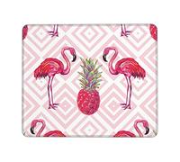 Chic Pink Flamingo Pineapple Print Mouse Pad Square Mouse Mat Non-Slip Mousepad Large Gaming Mouse Mat For Office Laptop 8.3 x 10.3 in